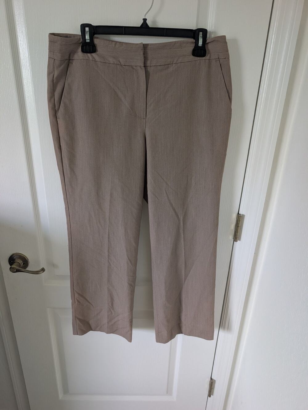 Larry Levine Dress Pants 12P Womens Tan Taupe Wide Leg Flat Front Work, Busines